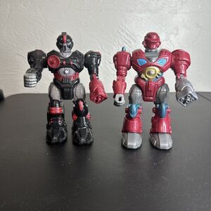 2x Hap-P-Kid Toy Robot Battery Powered Lights and Walks  7"